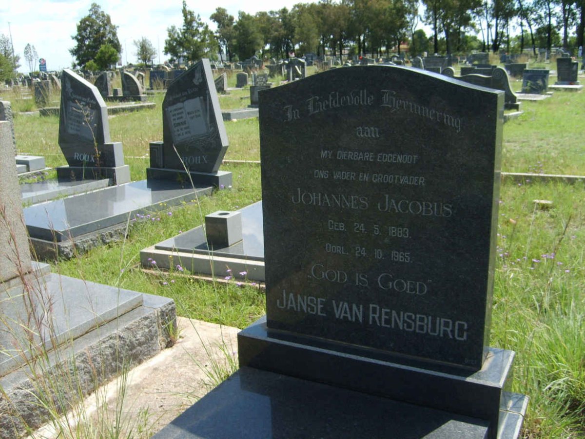 RENSBURG Johannes Jacobus, Janse van 1883-1965