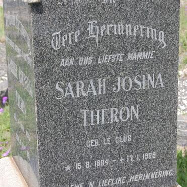 THERON Sarah Josina nee LE CLUS 1884-1969
