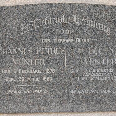 VENTER Johannes Petrus 1878-1953 &amp; G.E.S. GROBBELAAR 1883-1981