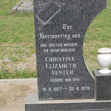 VENTER Christina Elizabeth nee VAN DŸK 1927-1979