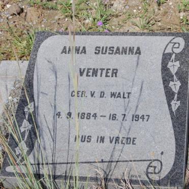 VENTER Anna Susanna nee V.D. WALT 1884-1947