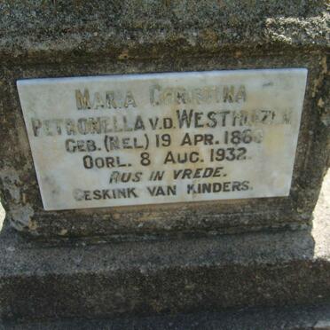 WESTHUIZEN Maria Christina Petronella, van der nee NEL 1860-1932