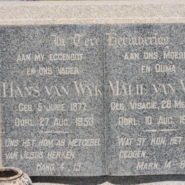 WYK Hans, van 1877-1953 &amp; Malie VISAGIE 1885-1956