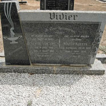 VIVIER Hendrik Jacobus 1894-1963 &amp; Maria Aletta KLEYNHANS 1899-1976