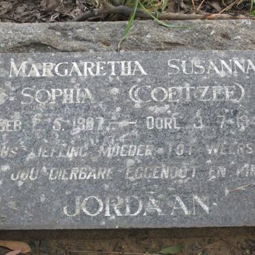 JORDAAN Margaretha Susanna Sophia nee COETZEE 1907-1946
