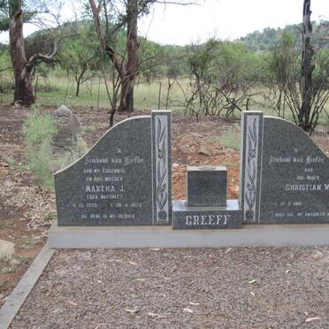 GREEFF Christian W. 1918- &amp; Martha J. MATTHEE 1920-1978