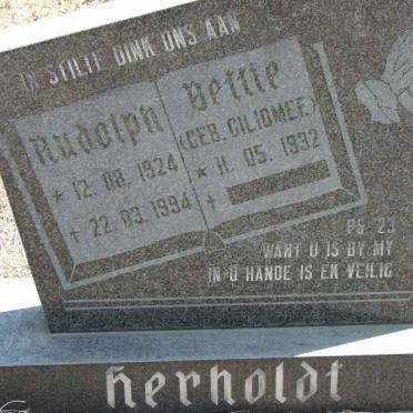 HERHOLDT Rudolph 1924-1994 &amp; Bettie GILIOMEE 1932-