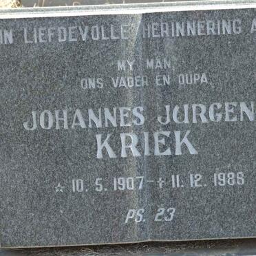 KRIEK Johannes Jurgens 1907-1988