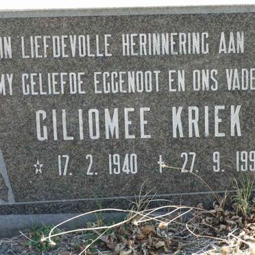 KRIEK Giliomee 1940-1992