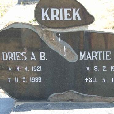 KRIEK A.B. 1921-1989 &amp; M.L. 1927-1989