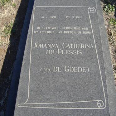 PLESSIS Johanna Catherina, du nee DE GOEDE 1920-1986