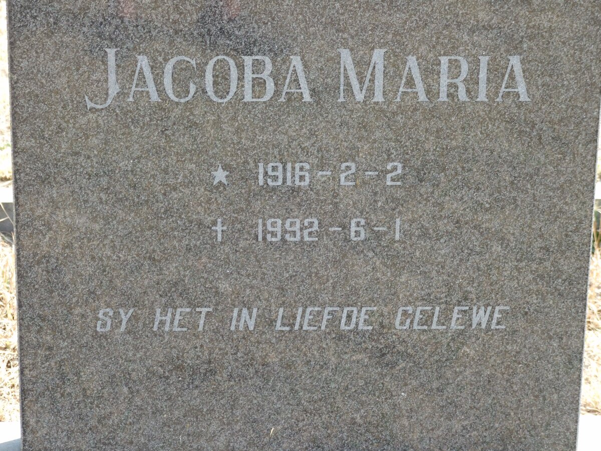 PRETORIUS Jacoba Maria 1918-1992