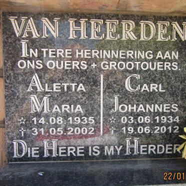 HEERDEN Carl Johannes, van 1934-2012 &amp; Aletta Maria 1935-2002