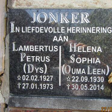 JONKER Lambertus Petrus 1927-1973 &amp; Helena Sophia 1930-2014