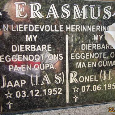 ERASMUS J.A.S. 1952- &amp; H.P. 1957-