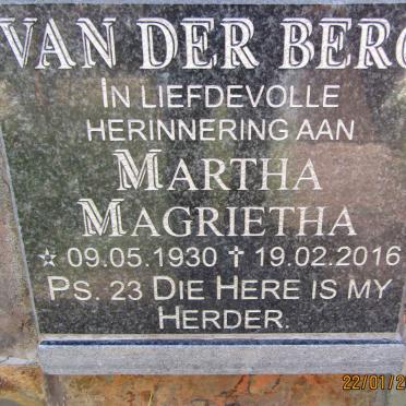 BERG Martha Magrietha, van der 1930-2016