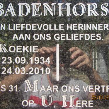 BADENHORST Koekie 1934-2010