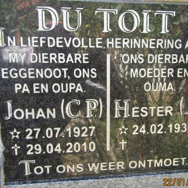 TOIT Johan C.P., du 1927-2010 &amp; J. 1932-