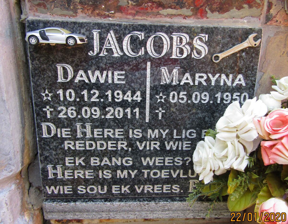 JACOBS Dawie 1944-2011 &amp; Maryna 1950-