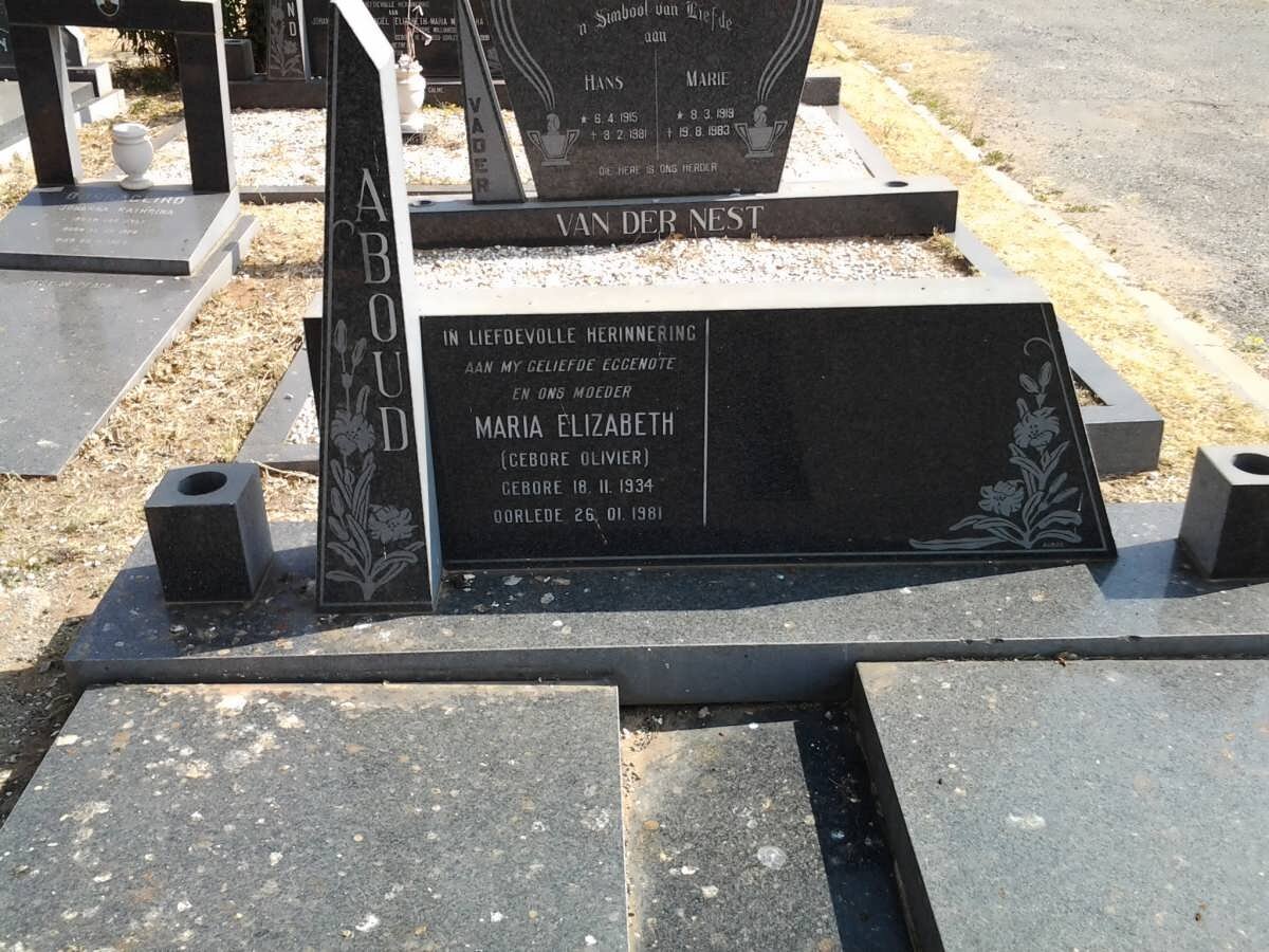 ABOUD Maria Elizabeth nee OLIVIER 1934-1981