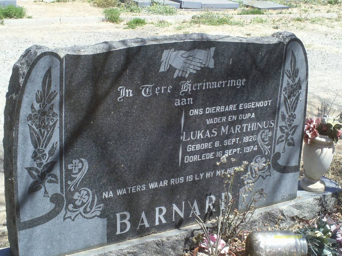 BARNARD Lukas Marthinus 1920-1974