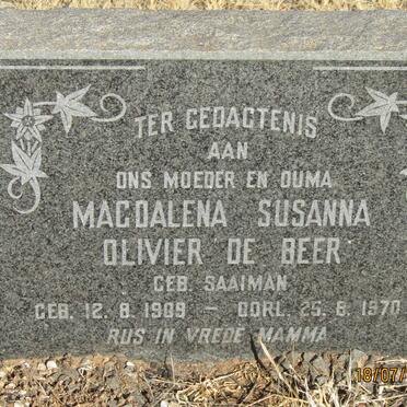 BEER Magdalena Susanna Olivier, de nee SAAIMAN 1909-1970