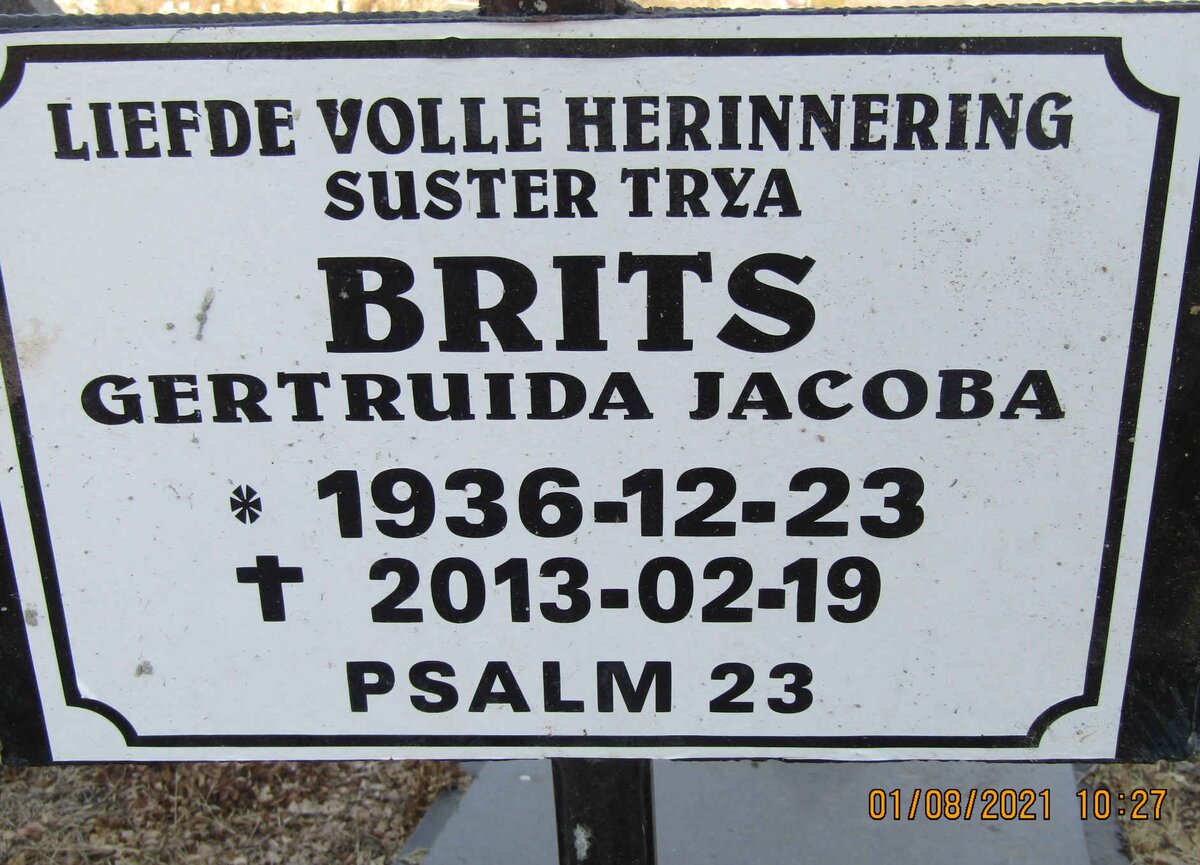 BRITS Gertruida Jacoba 1936-2013