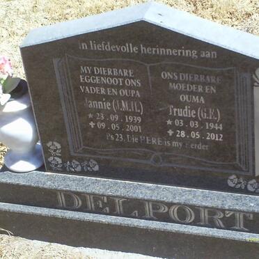 DELPORT J.M.H. 1939-2001 &amp; G.E. 1944-2012