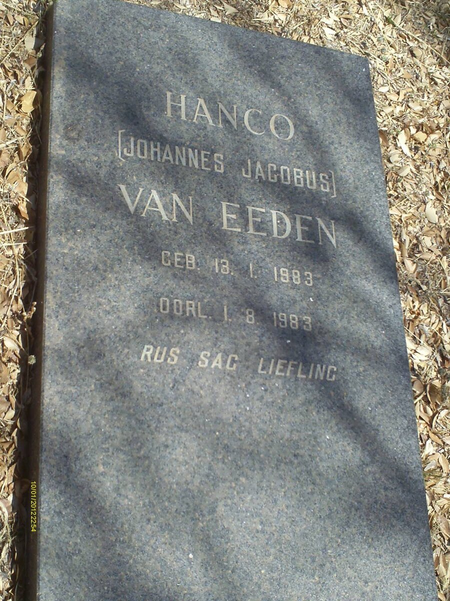 EEDEN Johannes Jacobus, van 1983-1983