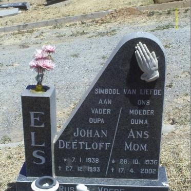 ELS Johan Deetloff 1938-1993 &amp; Ans M.O.M. 1936-2002 