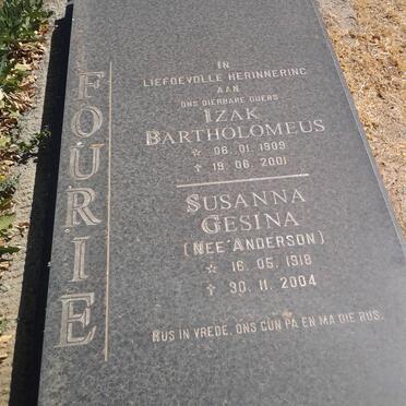 FOURIE Izak Bartholomeus 1909-2001 &amp; Susanna Gesina ANDERSON 1918-2004