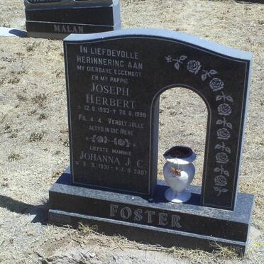 FOSTER Joseph Herbert 1933-1998 &amp; Johanna J.C. 1931-2007