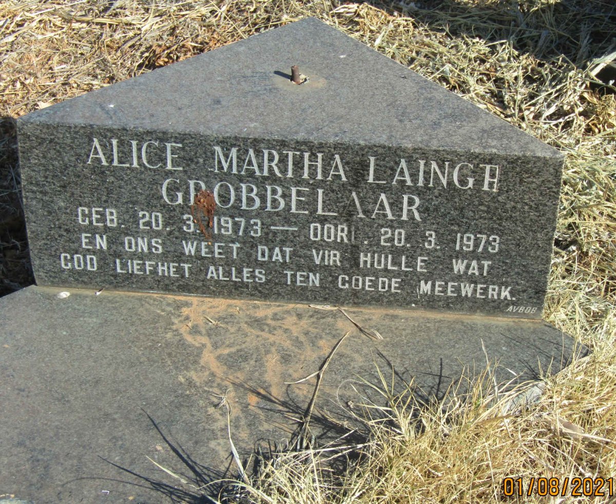 GROBBELAAR Alice Martha Laingh 1973-1973