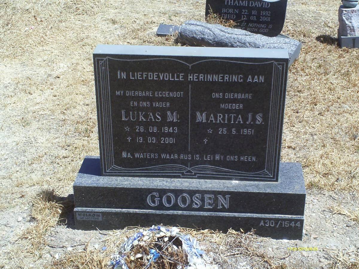 GOOSEN Lukas M. 1943-2001 &amp; Marita J.S. 1951-