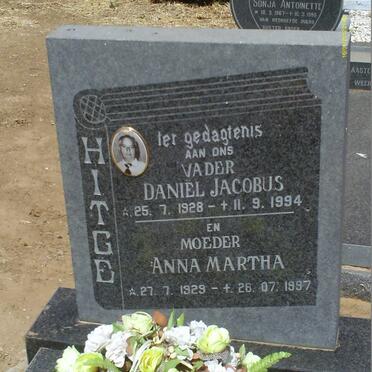 HITGE Daniel Jacobus 1928-1994 &amp; Anna Martha 1929-1997