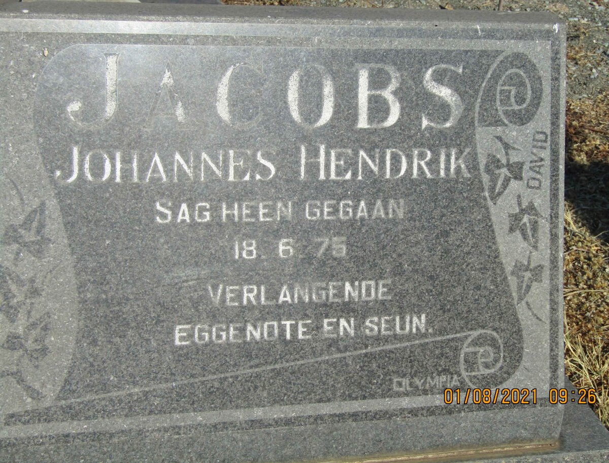 JACOBS Johannes Hendrik -1975