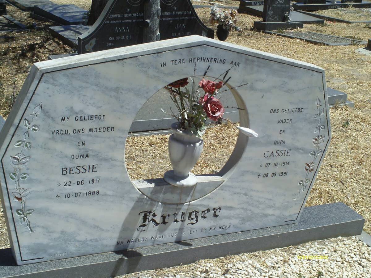 KRUGER Cassie 1914-1991 &amp; Bessie 1917-1988