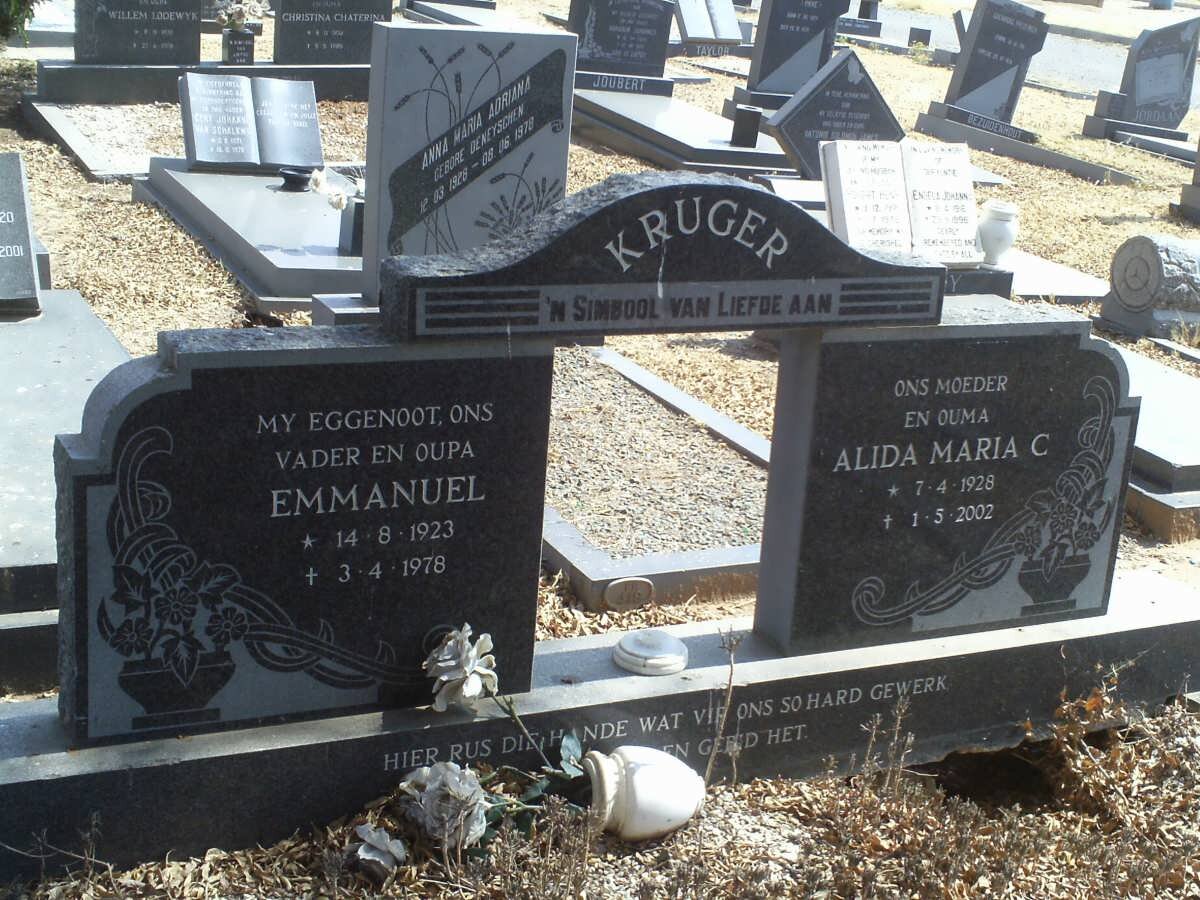 KRUGER Emmanuel 1923-1978 &amp; Alida Maria C. 1928-2002