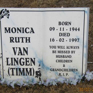 LINGEN Monica Ruth, van nee TIMM 1944-1997