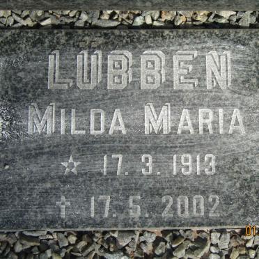 LUBBEN Milda Maria 1913-2002
