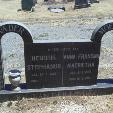 LINDE Hendrik Stephanus, van der 1923- &amp; Anna Francina Magrietha 1920-1985