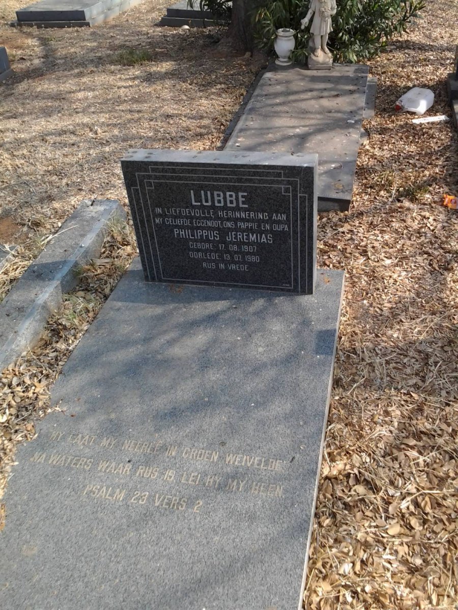 LUBBE Philippus Jeremias 1907-1980