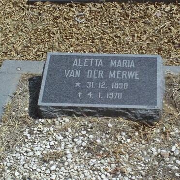 MERWE Aletta Maria, van der 1898-1978