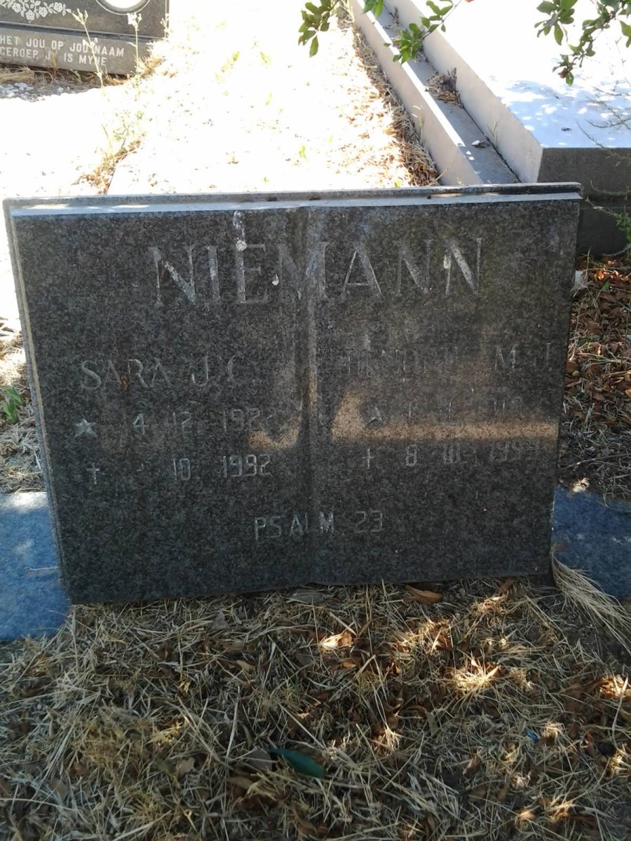 NIEMANN Hendrik M. J. -1994 &amp; Sara J.C. 1922-1992