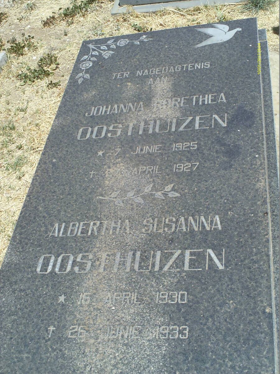 OOSTHUIZEN Johanna Dorethea 1925-1927 :: OOSTHUIZEN Albertha Susanna 1930-1933