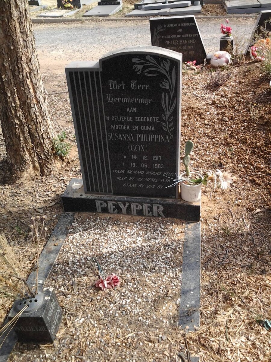 PEYPER Susanna Philippina nee COX 1917-1983