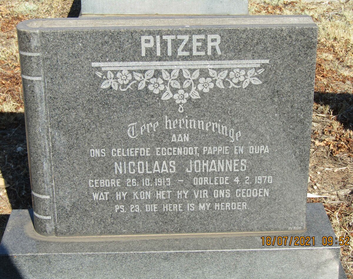 PITZER Nicolaas Johannes 1913-1970