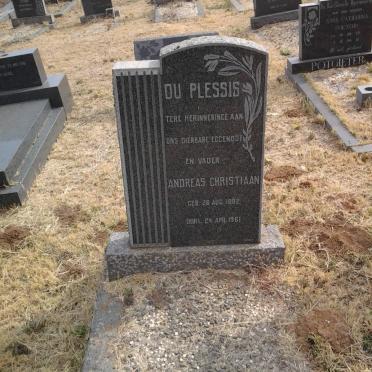 PLESSIS Andreas Christiaan, du 1882-1961