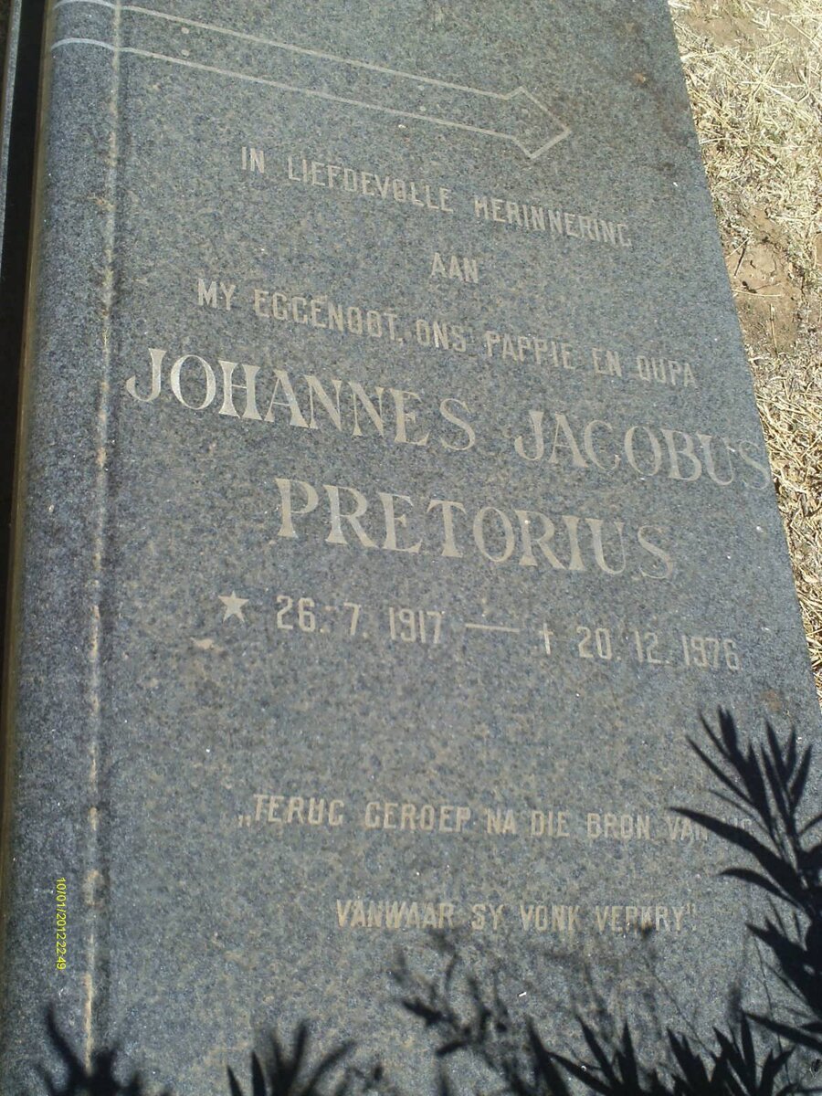 PRETORIUS Johannes Jacobus 1917-1976