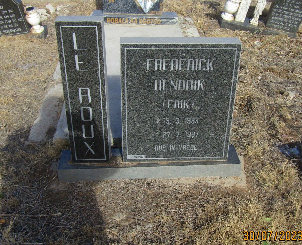 ROUX Frederick Hendrik, le 1933-1997